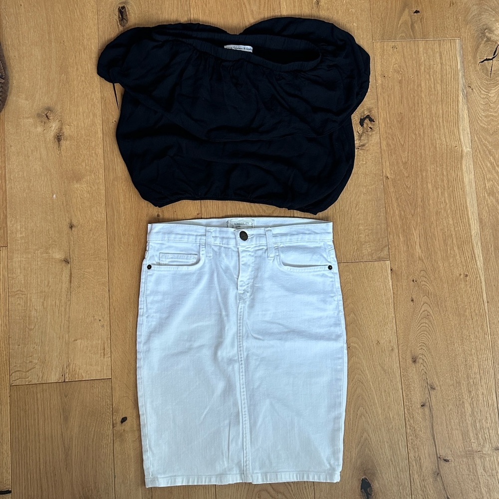 White denim pencil skirt